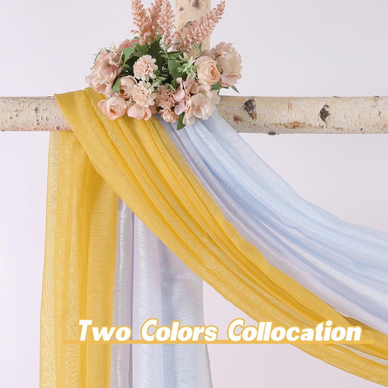 DONREN Amber Yellow Sheer Curtains Sheer Curtains Scarf Home Decoration - Semi Voile Scarf Valance for Wedding (1 Pack,W 52 x L 144 Inch) - Image 3